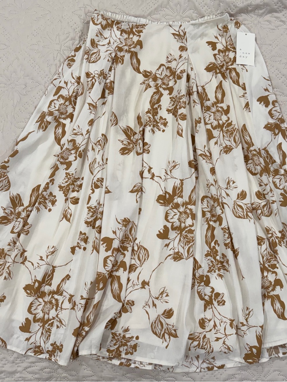 NWT A New Day Floral Maxi Skirt Cream Brown Size Small - Picture 2 of 11